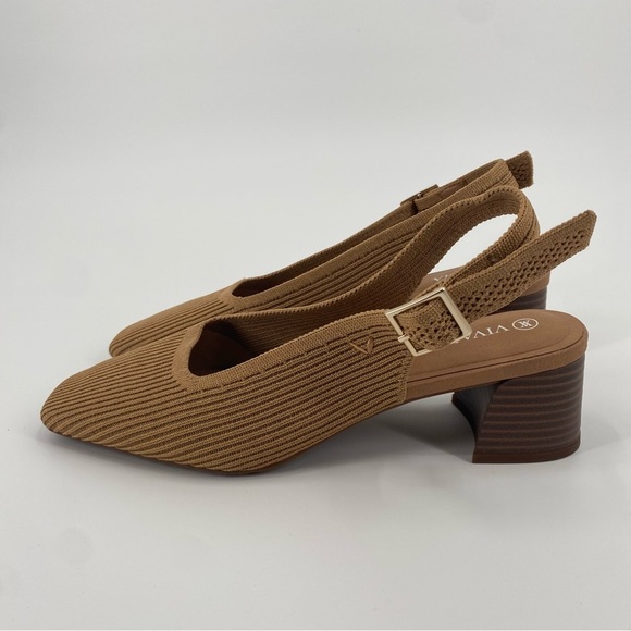 Vivaia Square Toe Block Heel Melody Slingback Nutmeg 40  9.5 - Picture 7 of 12